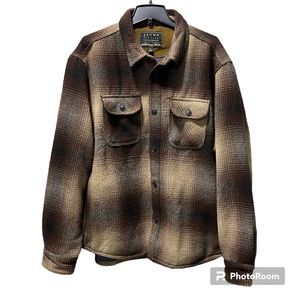 Jachs New York Brown Plaid Shirt Jacket Shacket-XL
